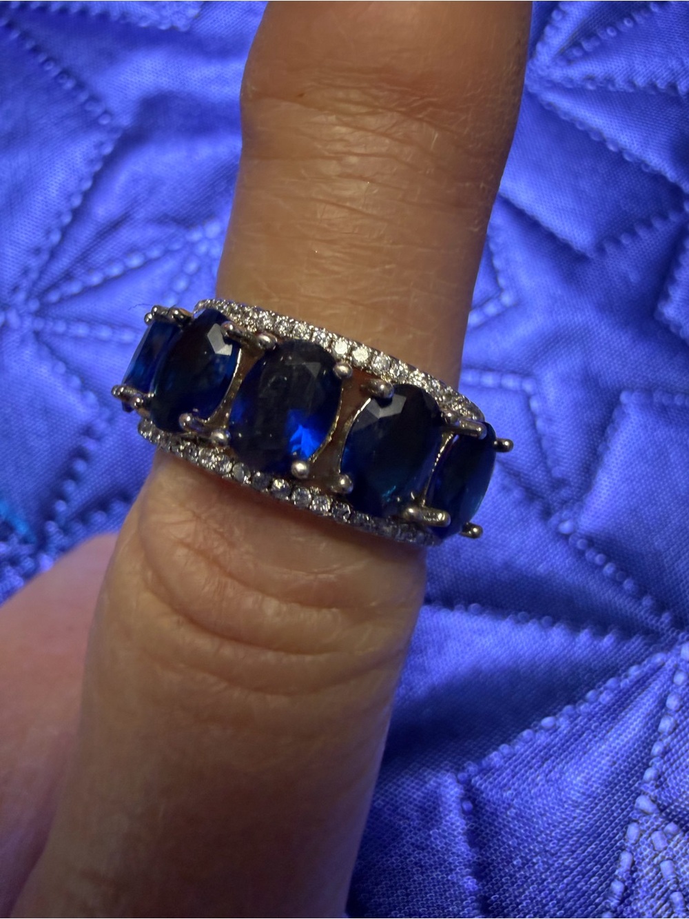 Park Lane Sapphire Blue Crystal Band Statement Ring Size 8 New